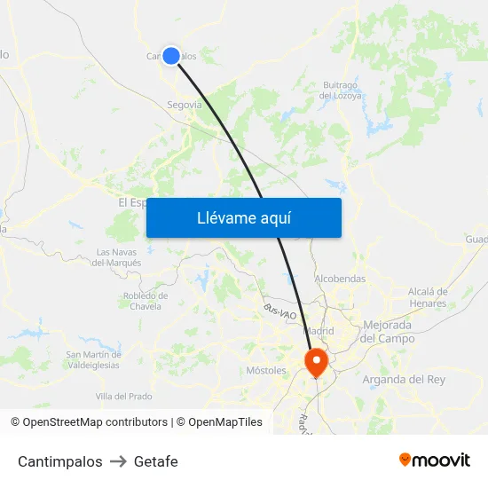 Cantimpalos to Getafe map