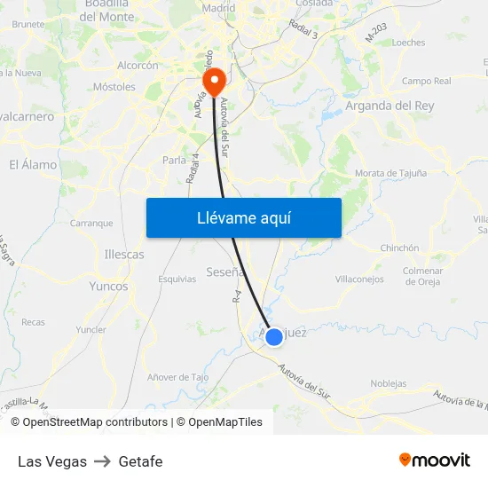 Las Vegas to Getafe map