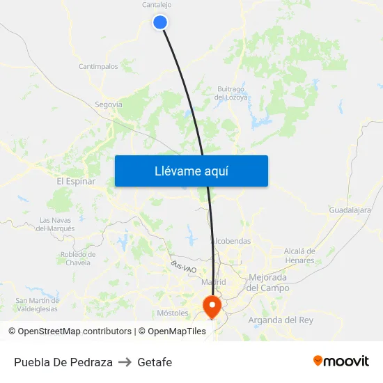 Puebla De Pedraza to Getafe map