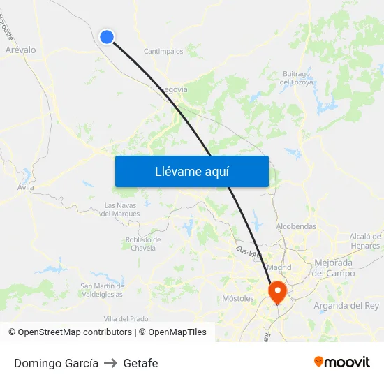 Domingo García to Getafe map