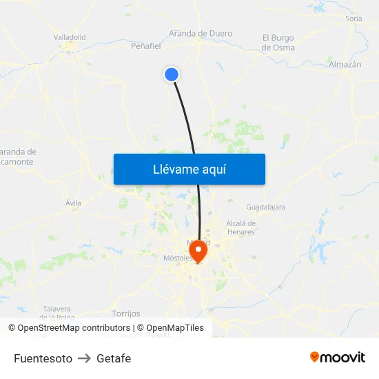 Fuentesoto to Getafe map