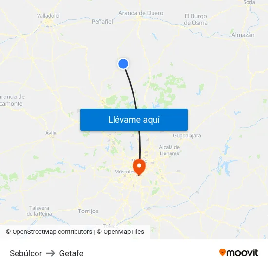 Sebúlcor to Getafe map