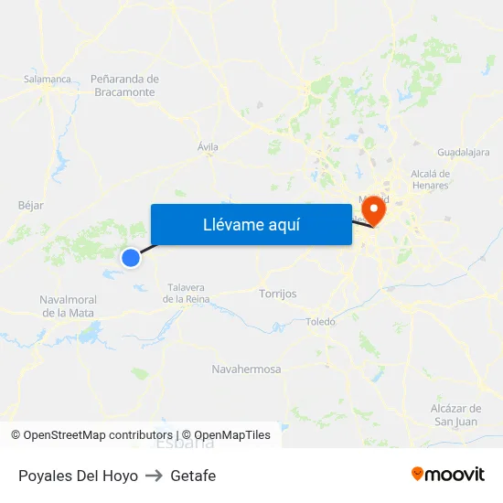 Poyales Del Hoyo to Getafe map