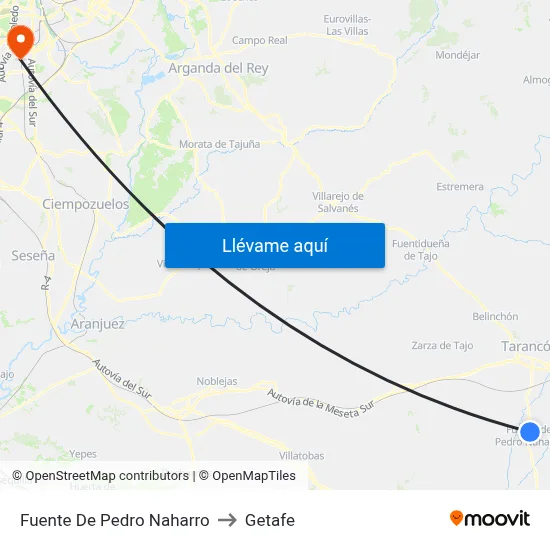Fuente De Pedro Naharro to Getafe map
