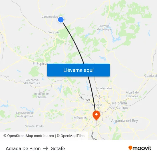 Adrada De Pirón to Getafe map