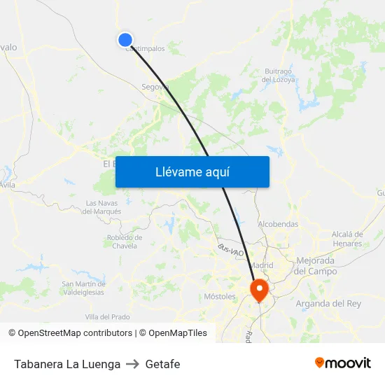 Tabanera La Luenga to Getafe map
