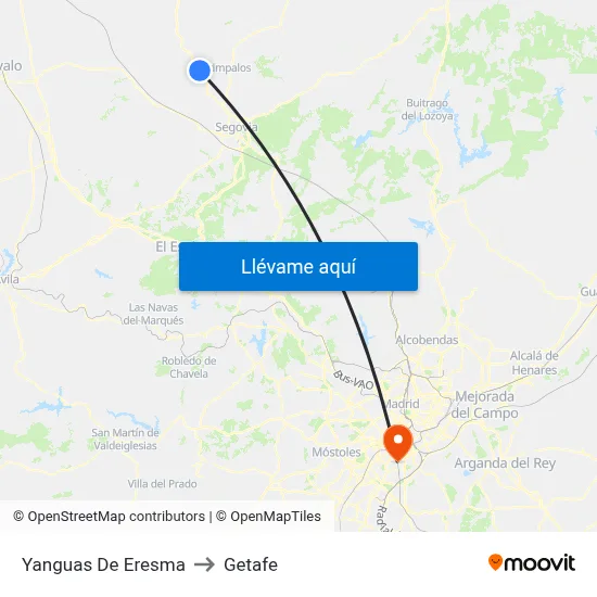 Yanguas De Eresma to Getafe map
