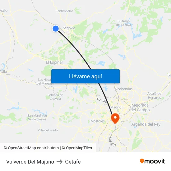 Valverde Del Majano to Getafe map
