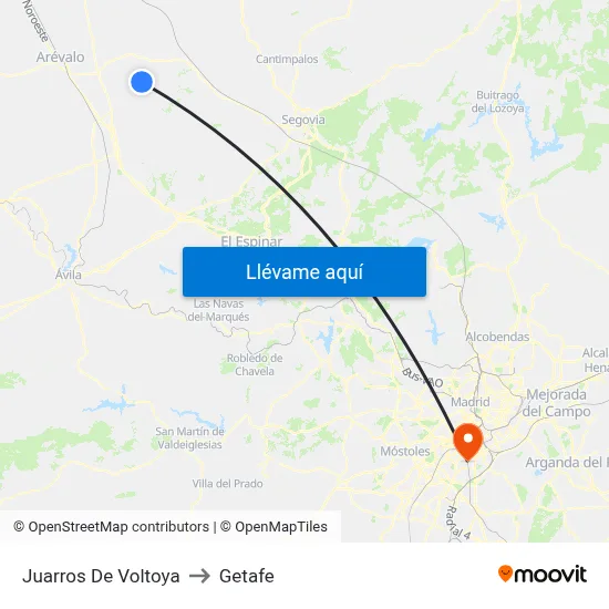 Juarros De Voltoya to Getafe map