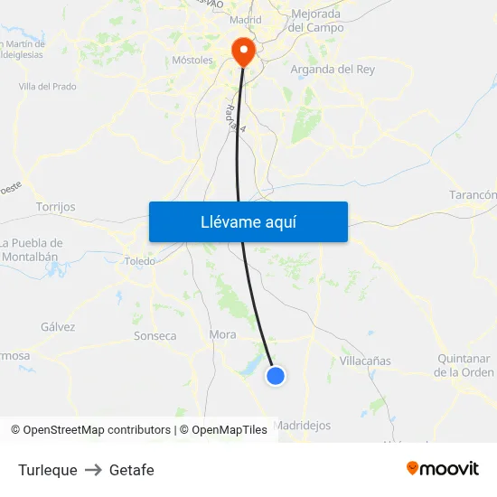 Turleque to Getafe map