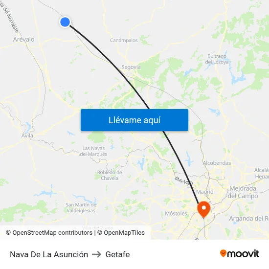 Nava De La Asunción to Getafe map