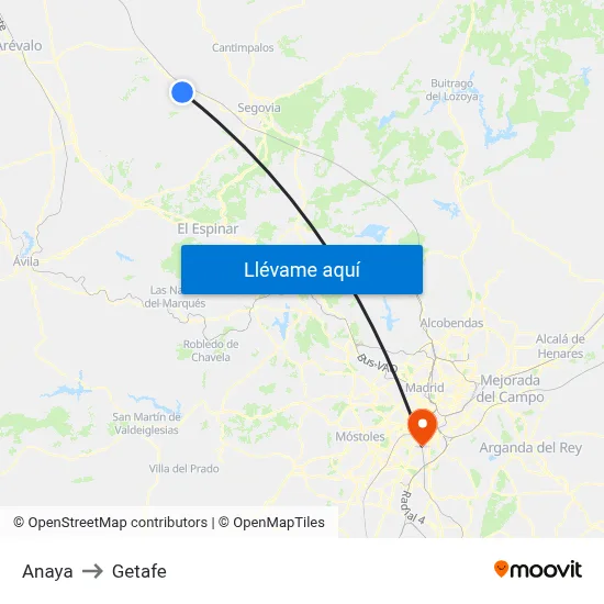 Anaya to Getafe map