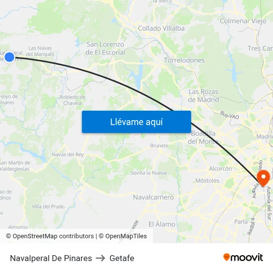 Navalperal De Pinares to Getafe map
