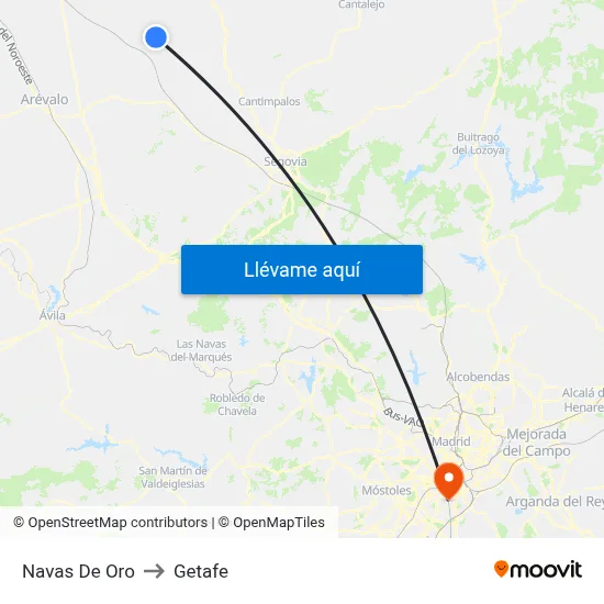 Navas De Oro to Getafe map