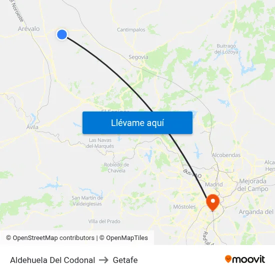 Aldehuela Del Codonal to Getafe map