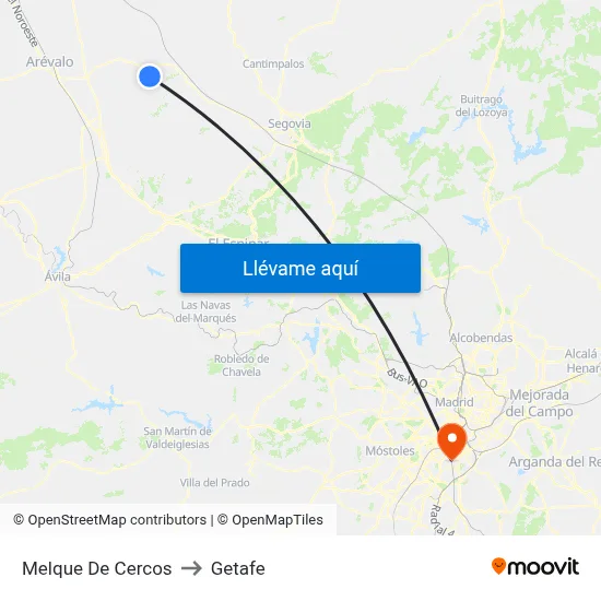 Melque De Cercos to Getafe map