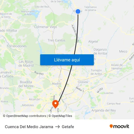 Cuenca Del Medio Jarama to Getafe map