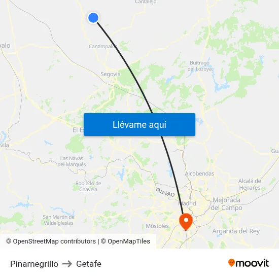 Pinarnegrillo to Getafe map