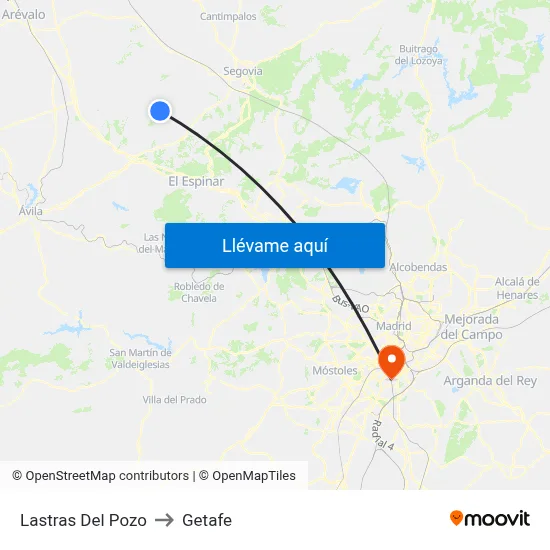 Lastras Del Pozo to Getafe map