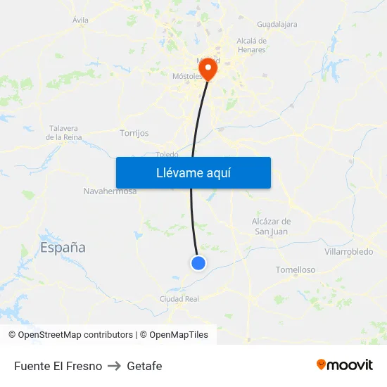 Fuente El Fresno to Getafe map
