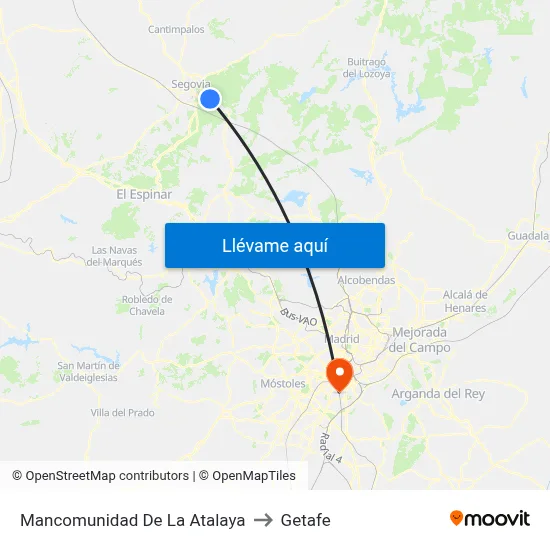Mancomunidad De La Atalaya to Getafe map