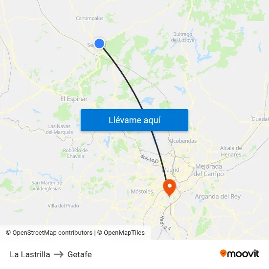 La Lastrilla to Getafe map