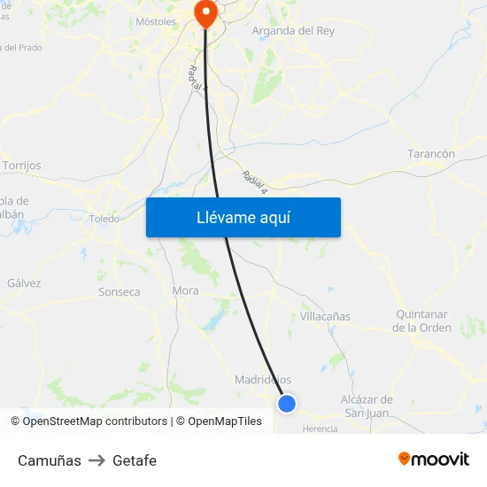 Camuñas to Getafe map