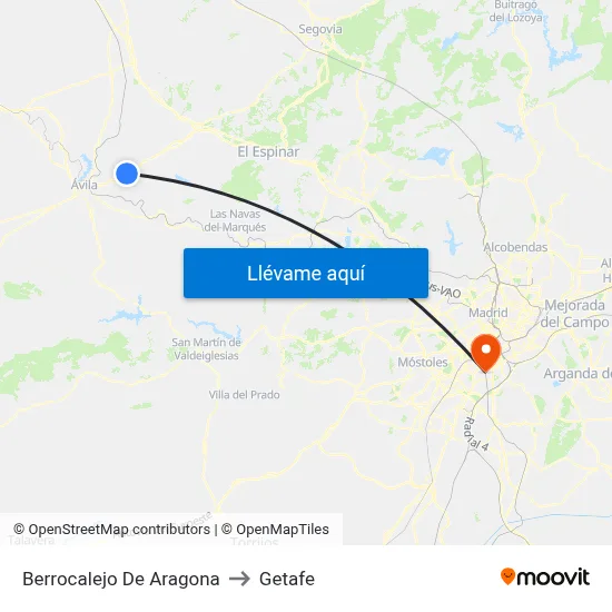 Berrocalejo De Aragona to Getafe map