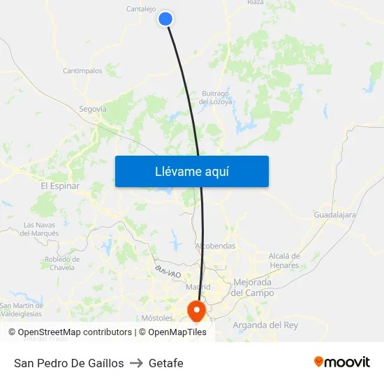 San Pedro De Gaíllos to Getafe map