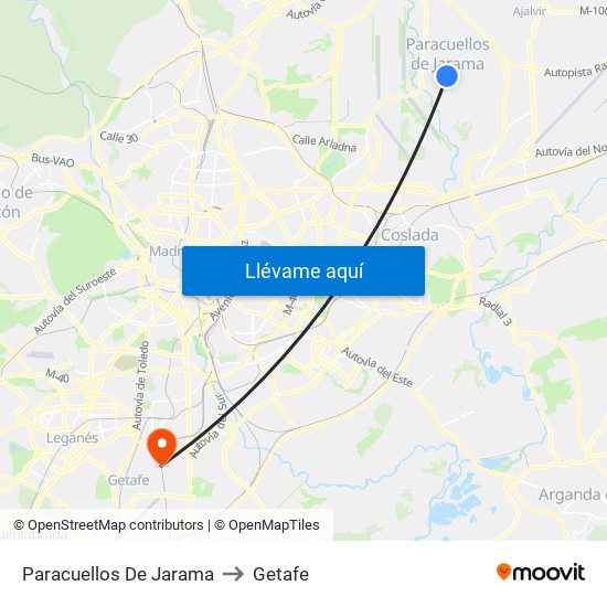 Paracuellos De Jarama to Getafe map