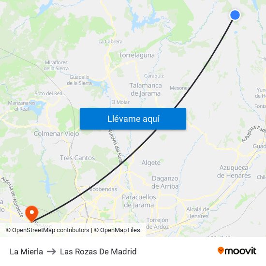 La Mierla to Las Rozas De Madrid map