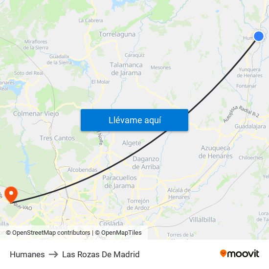 Humanes to Las Rozas De Madrid map