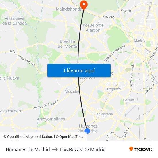 Humanes De Madrid to Las Rozas De Madrid map