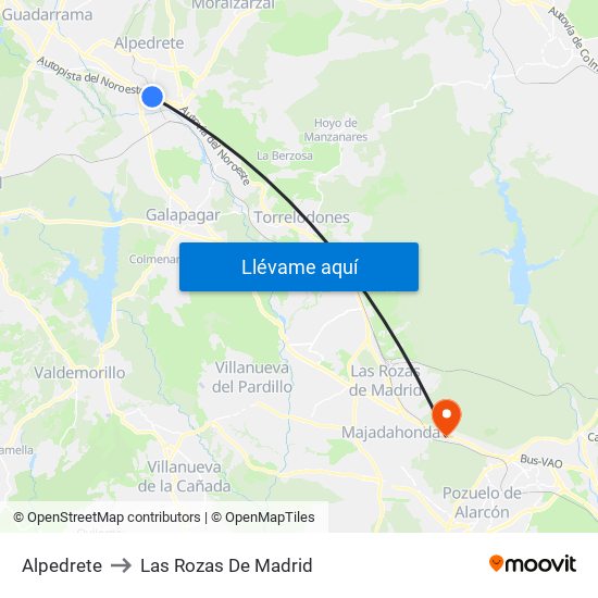 Alpedrete to Las Rozas De Madrid map