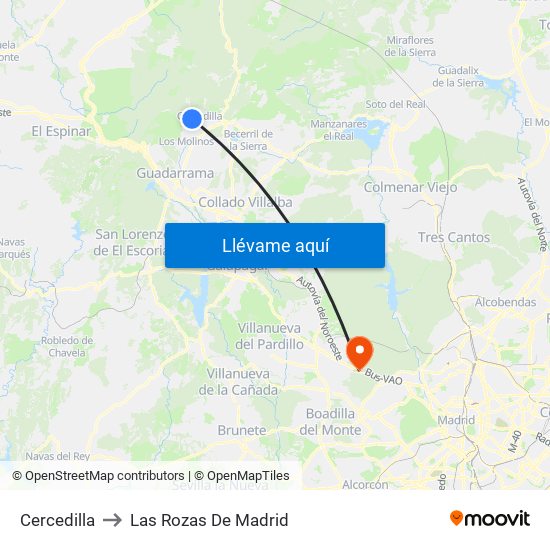 Cercedilla to Las Rozas De Madrid map