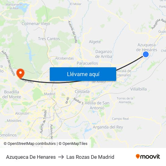 Azuqueca De Henares to Las Rozas De Madrid map