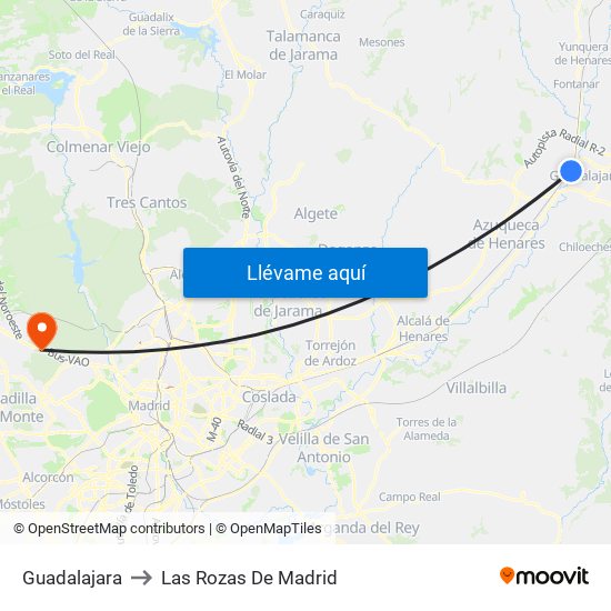 Guadalajara to Las Rozas De Madrid map