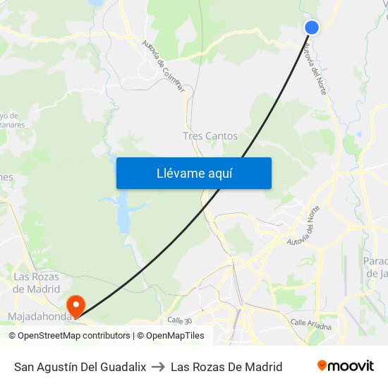 San Agustín Del Guadalix to Las Rozas De Madrid map