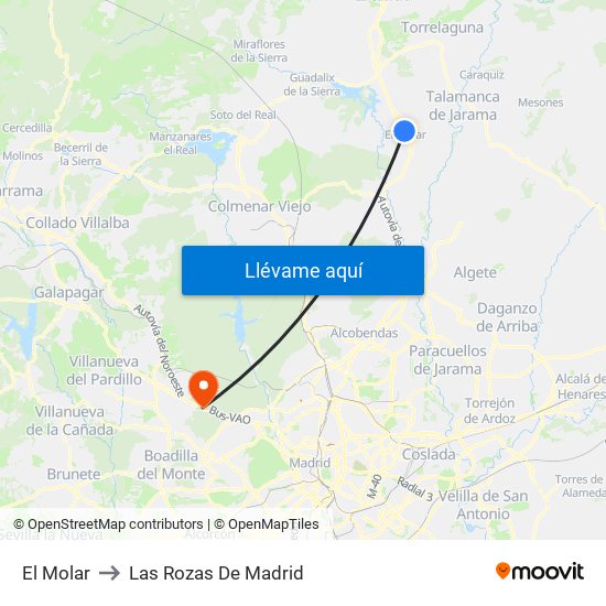 El Molar to Las Rozas De Madrid map