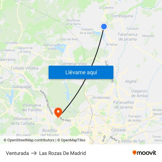 Venturada to Las Rozas De Madrid map
