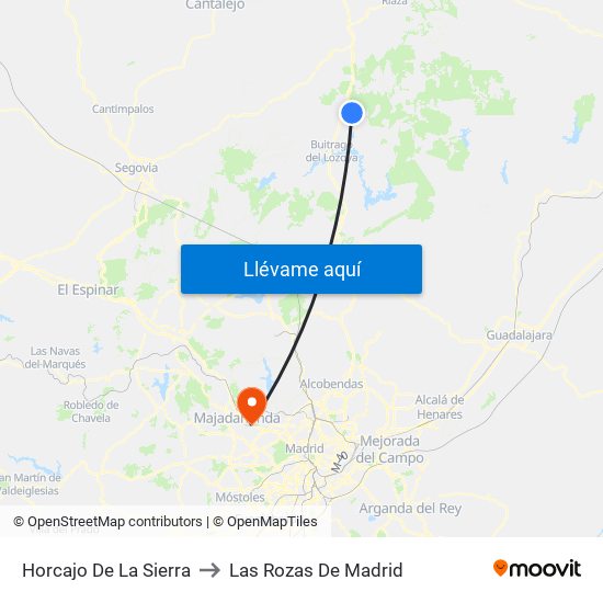 Horcajo De La Sierra to Las Rozas De Madrid map