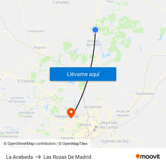 La Acebeda to Las Rozas De Madrid map