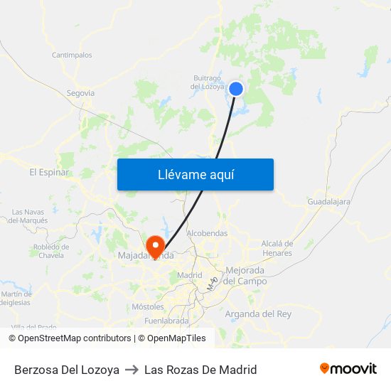 Berzosa Del Lozoya to Las Rozas De Madrid map