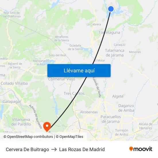 Cervera De Buitrago to Las Rozas De Madrid map
