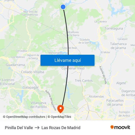 Pinilla Del Valle to Las Rozas De Madrid map