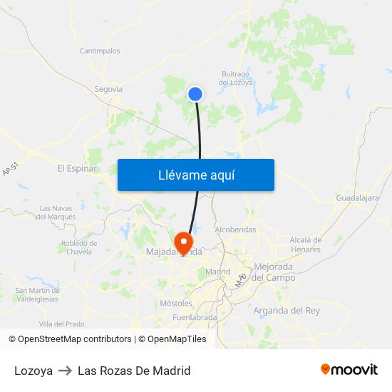 Lozoya to Las Rozas De Madrid map