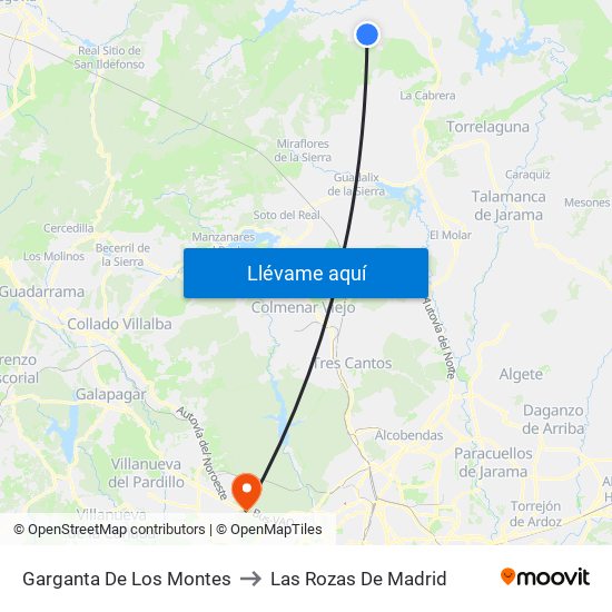 Garganta De Los Montes to Las Rozas De Madrid map
