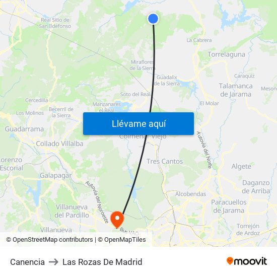 Canencia to Las Rozas De Madrid map