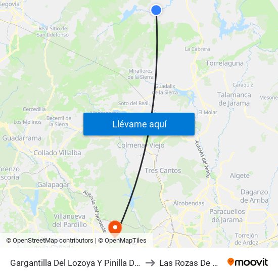 Gargantilla Del Lozoya Y Pinilla De Buitrago to Las Rozas De Madrid map