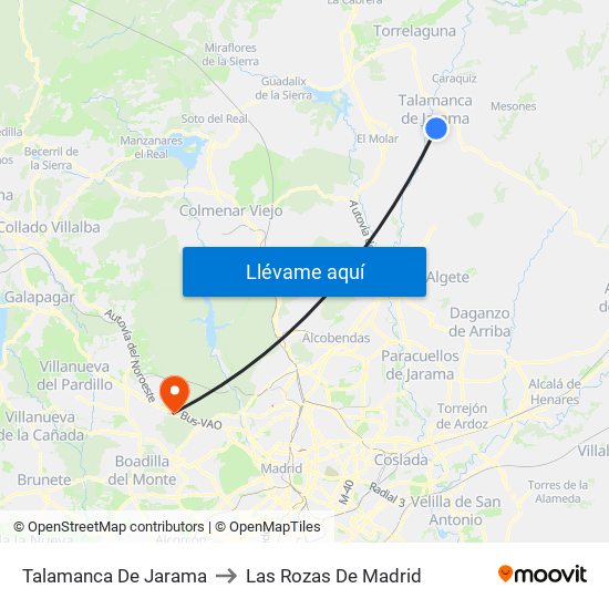 Talamanca De Jarama to Las Rozas De Madrid map